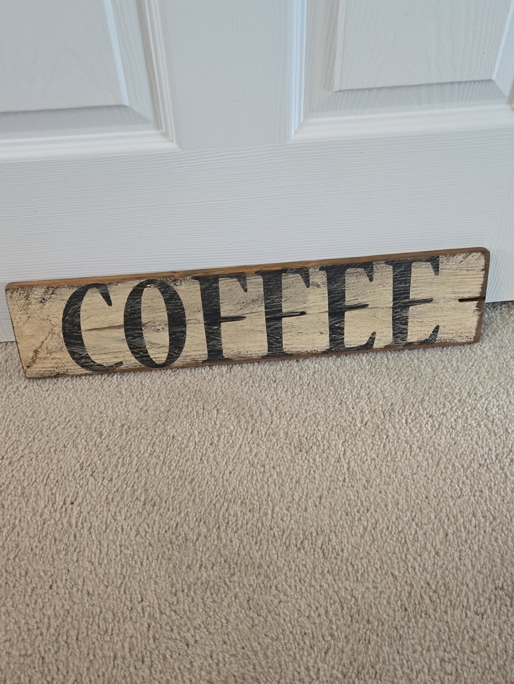 Rustic Coffee Wall Sign - Beige and Black